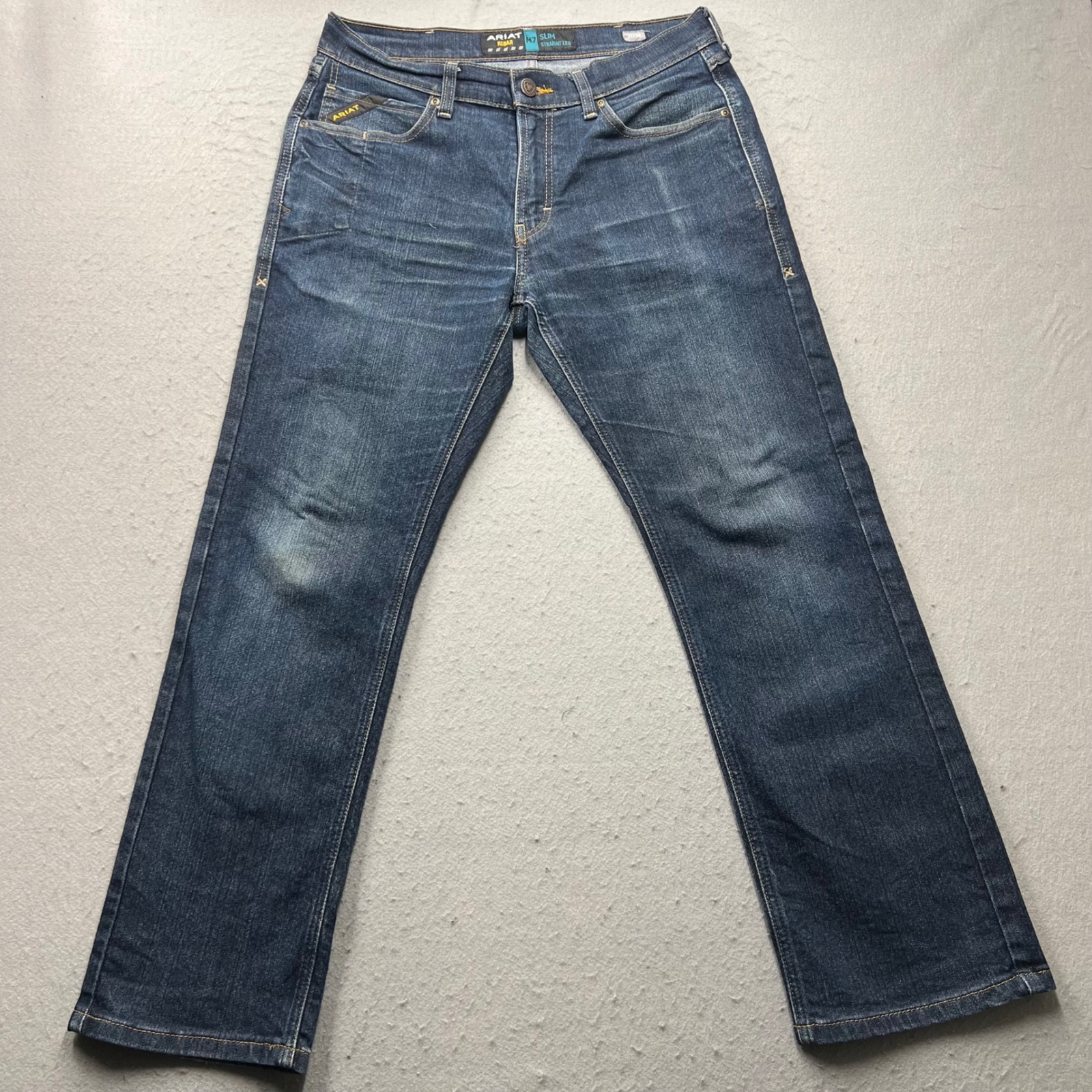 Ariat Rebar M7 Slim Straight Leg Jeans Mens 32x30 Dark Wash Blue Work Denim 1930